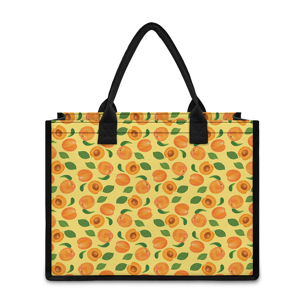 Ripe Apricot Fruit Pattern Print Canvas Tote Bag