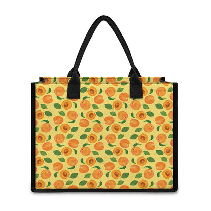 Ripe Apricot Fruit Pattern Print Canvas Tote Bag