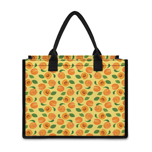 Ripe Apricot Fruit Pattern Print Canvas Tote Bag