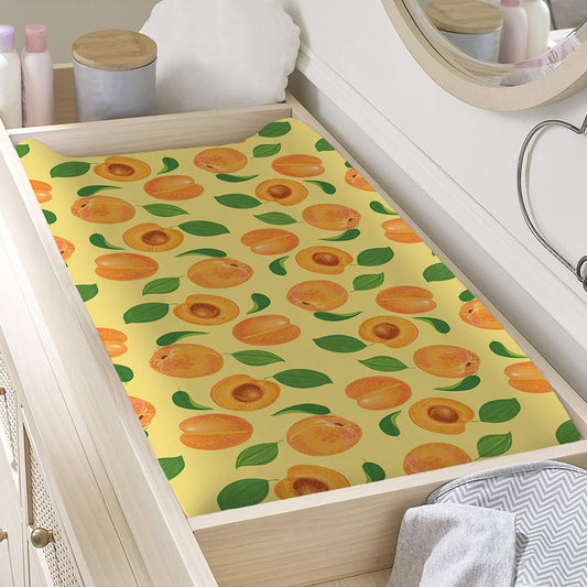 Ripe Apricot Fruit Pattern Print Changing Pad Cover