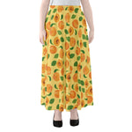 Ripe Apricot Fruit Pattern Print Chiffon Maxi Skirt