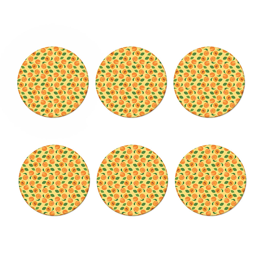 Ripe Apricot Fruit Pattern Print Coaster Set