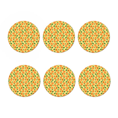 Ripe Apricot Fruit Pattern Print Coaster Set
