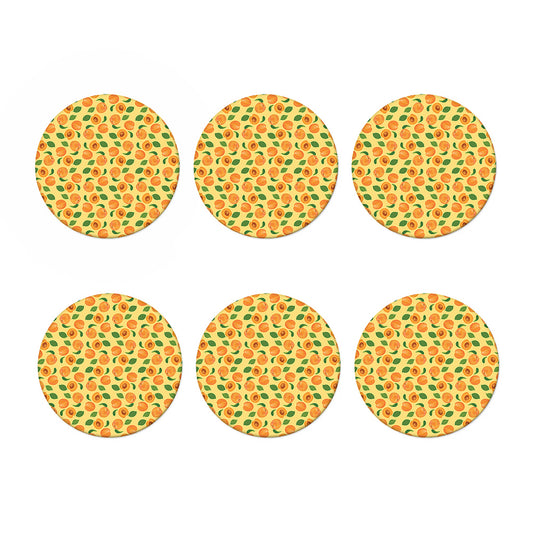 Ripe Apricot Fruit Pattern Print Coaster Set