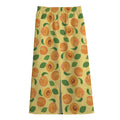 Ripe Apricot Fruit Pattern Print Cotton Front Slit Maxi Skirt