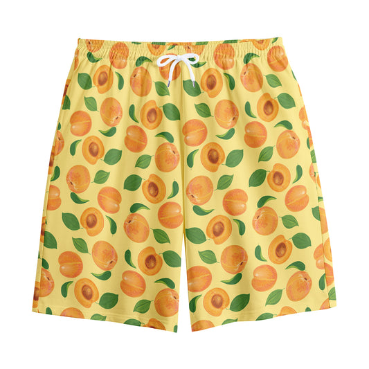 Ripe Apricot Fruit Pattern Print Cotton Shorts