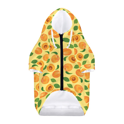 Ripe Apricot Fruit Pattern Print Dog Zip Up Hoodie