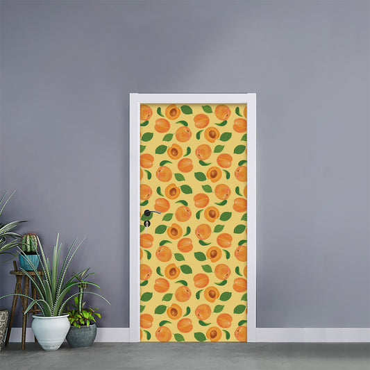 Ripe Apricot Fruit Pattern Print Door Sticker