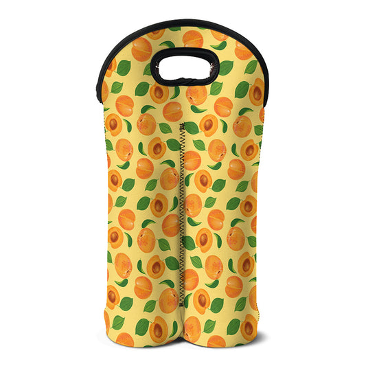 Ripe Apricot Fruit Pattern Print Double Neoprene Wine Tote