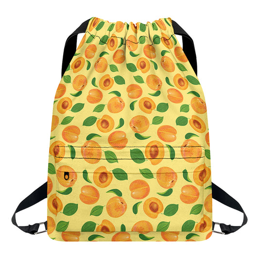 Ripe Apricot Fruit Pattern Print Drawstring Backpack