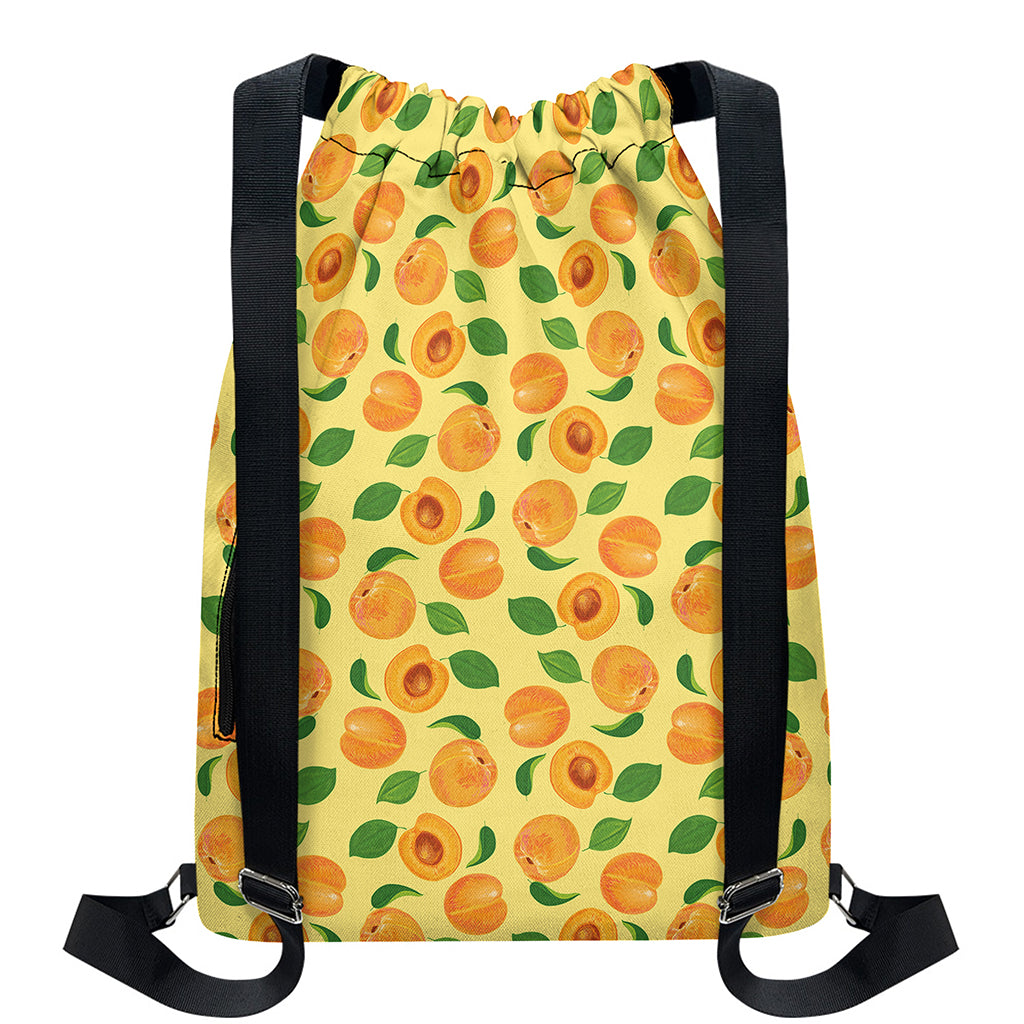 Ripe Apricot Fruit Pattern Print Drawstring Backpack