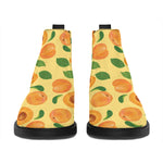 Ripe Apricot Fruit Pattern Print Flat Ankle Boots