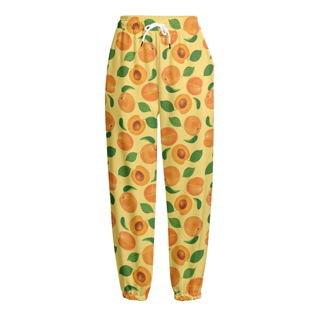 Ripe Apricot Fruit Pattern Print Fleece Lined Knit Pants