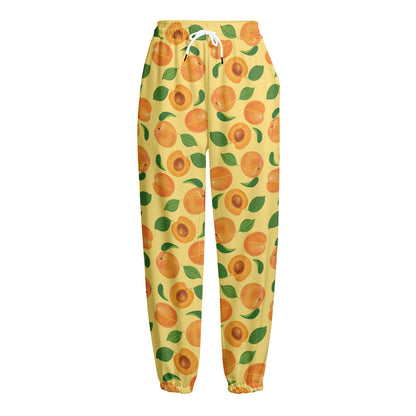 Ripe Apricot Fruit Pattern Print Fleece Lined Knit Pants