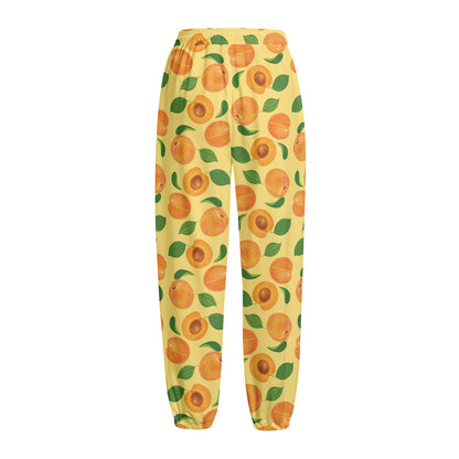 Ripe Apricot Fruit Pattern Print Fleece Lined Knit Pants