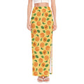 Ripe Apricot Fruit Pattern Print High Slit Maxi Skirt