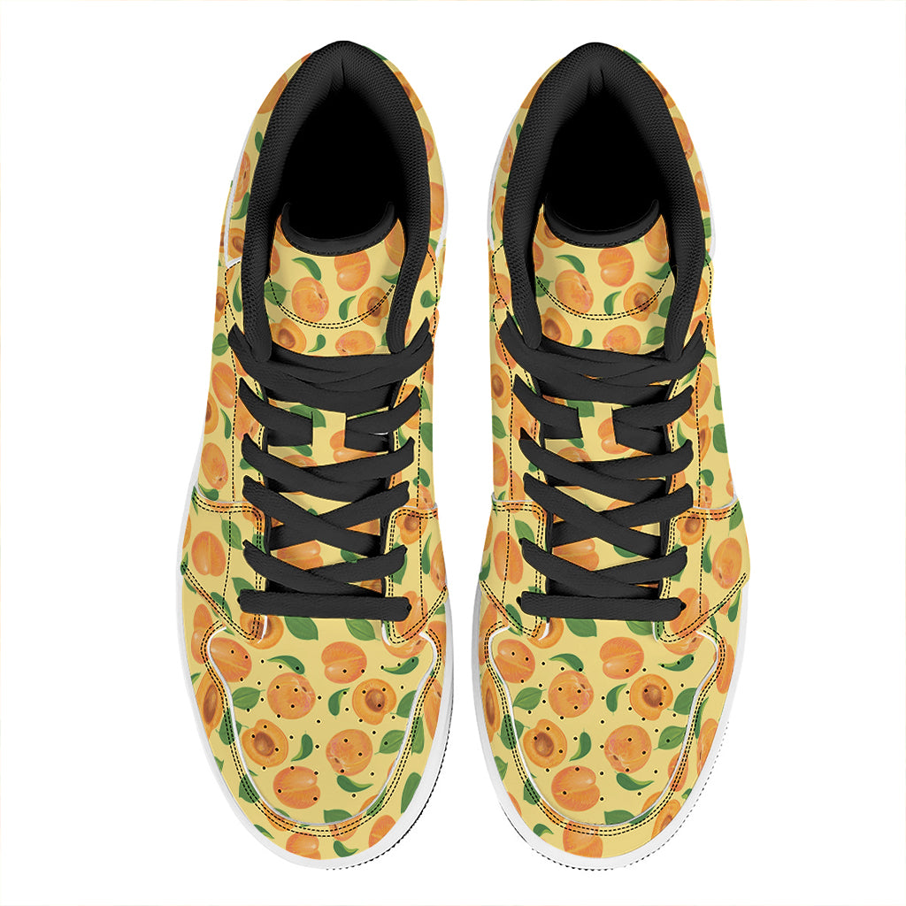Ripe Apricot Fruit Pattern Print High Top Leather Sneakers