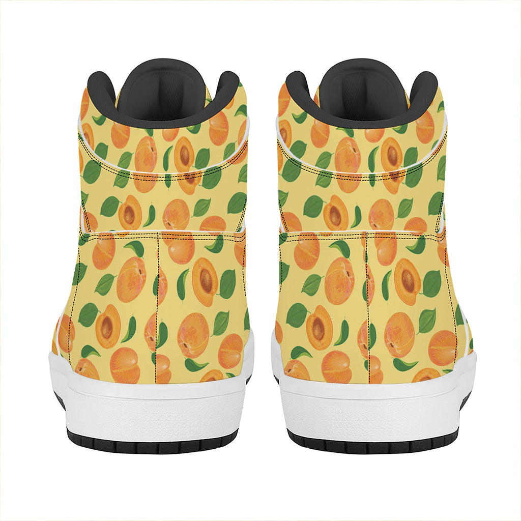 Ripe Apricot Fruit Pattern Print High Top Leather Sneakers