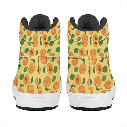 Ripe Apricot Fruit Pattern Print High Top Leather Sneakers