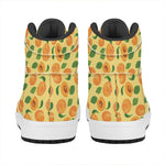 Ripe Apricot Fruit Pattern Print High Top Leather Sneakers