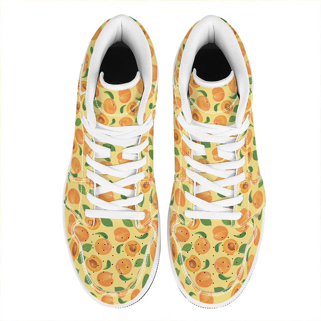 Ripe Apricot Fruit Pattern Print High Top Leather Sneakers