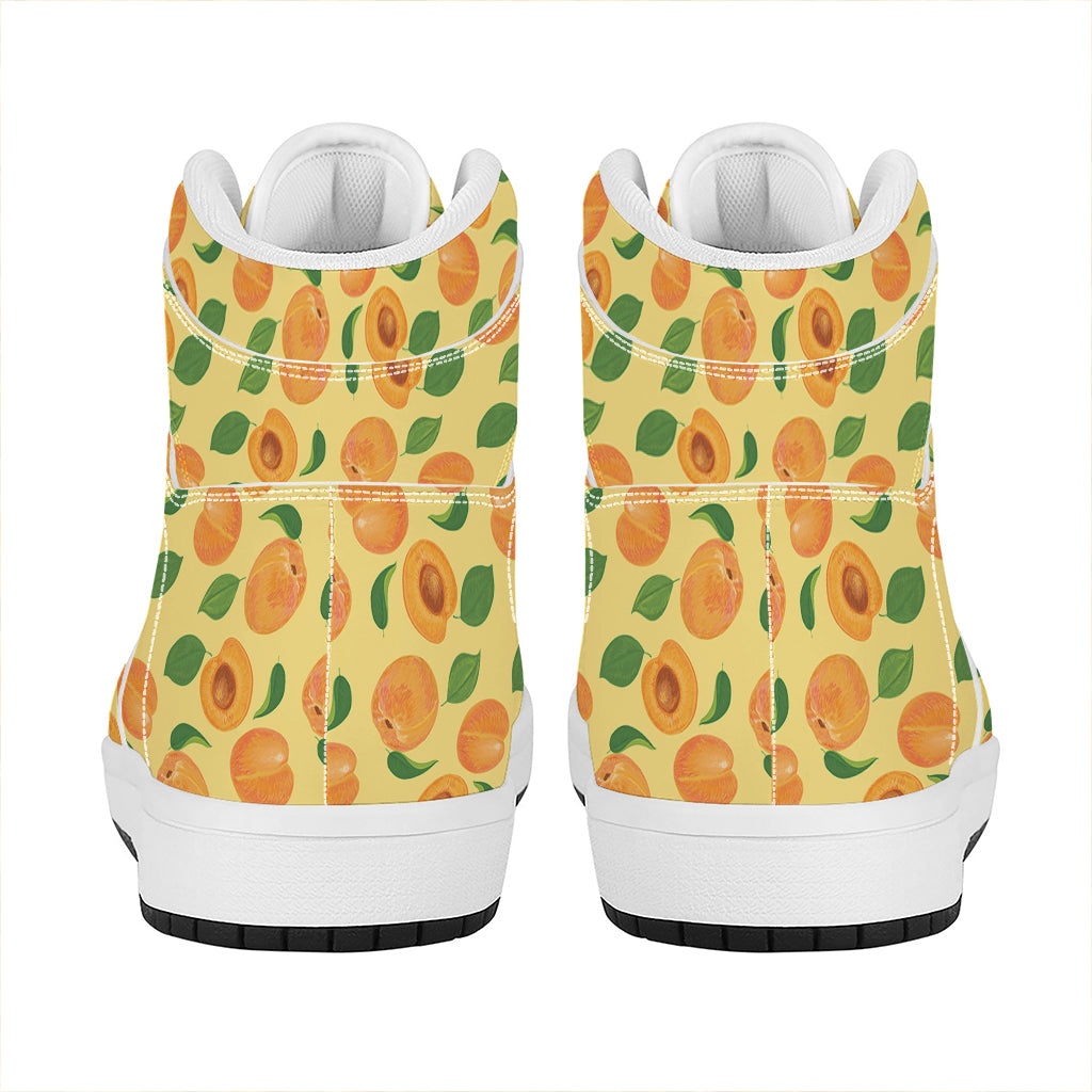 Ripe Apricot Fruit Pattern Print High Top Leather Sneakers