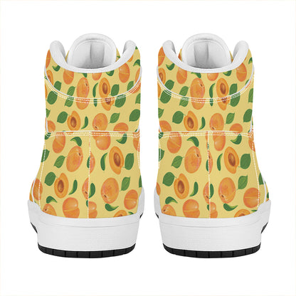 Ripe Apricot Fruit Pattern Print High Top Leather Sneakers