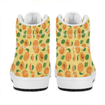 Ripe Apricot Fruit Pattern Print High Top Leather Sneakers
