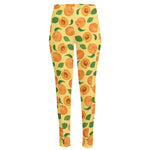 Ripe Apricot Fruit Pattern Print High-Waisted Pocket Leggings