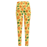 Ripe Apricot Fruit Pattern Print High-Waisted Pocket Leggings