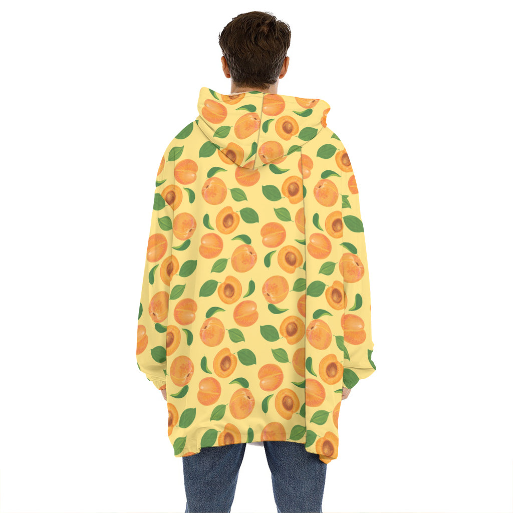 Ripe Apricot Fruit Pattern Print Hoodie Blanket