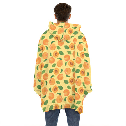 Ripe Apricot Fruit Pattern Print Hoodie Blanket