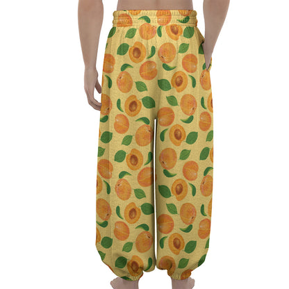 Ripe Apricot Fruit Pattern Print Lantern Pants
