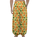 Ripe Apricot Fruit Pattern Print Lantern Pants