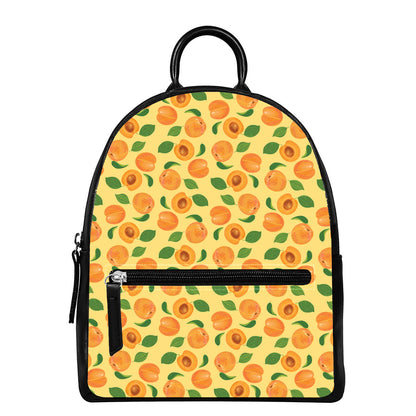 Ripe Apricot Fruit Pattern Print Leather Backpack
