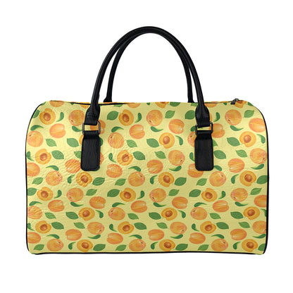 Ripe Apricot Fruit Pattern Print Leather Duffle Bag