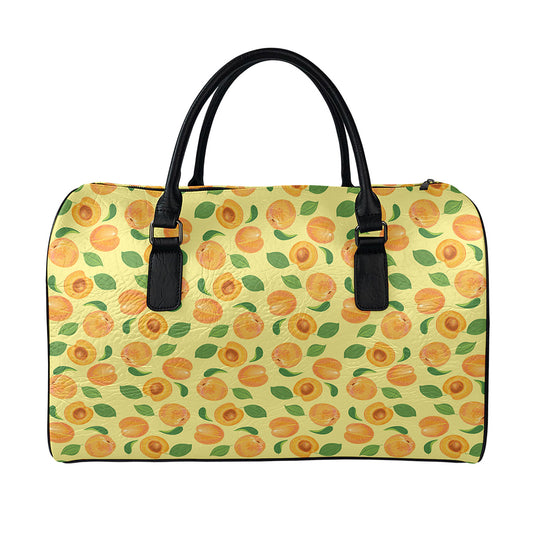 Ripe Apricot Fruit Pattern Print Leather Duffle Bag