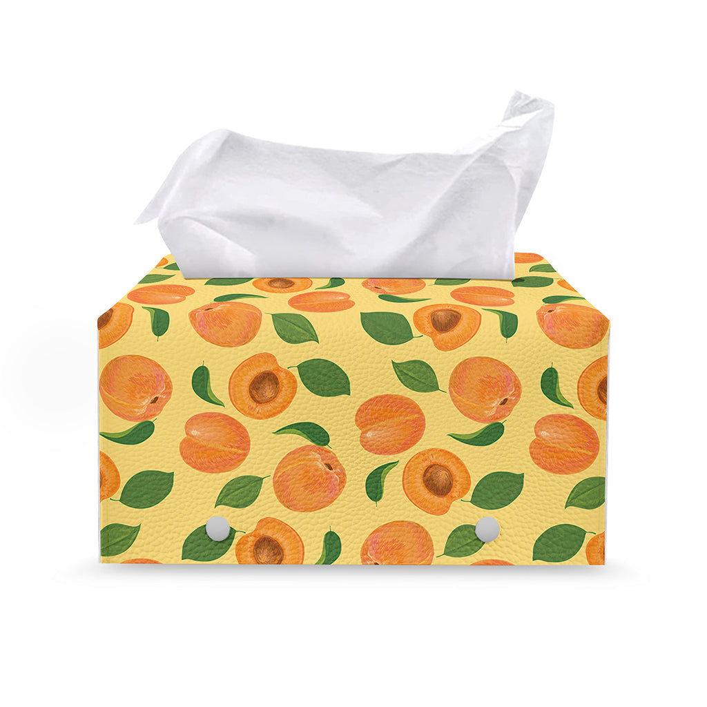 Ripe Apricot Fruit Pattern Print Leather Tissue Box Cover