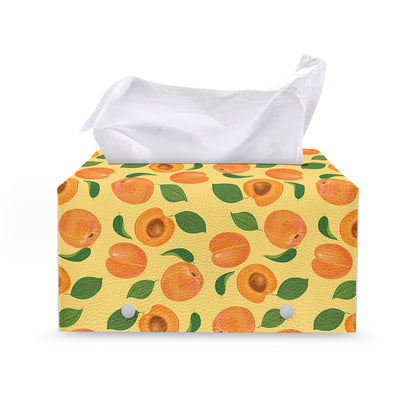 Ripe Apricot Fruit Pattern Print Leather Tissue Box Cover