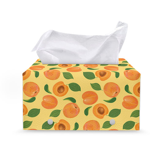 Ripe Apricot Fruit Pattern Print Leather Tissue Box Cover