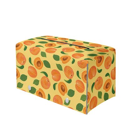 Ripe Apricot Fruit Pattern Print Leather Tissue Box Cover