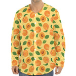 Ripe Apricot Fruit Pattern Print Long Sleeve Baseball Jersey