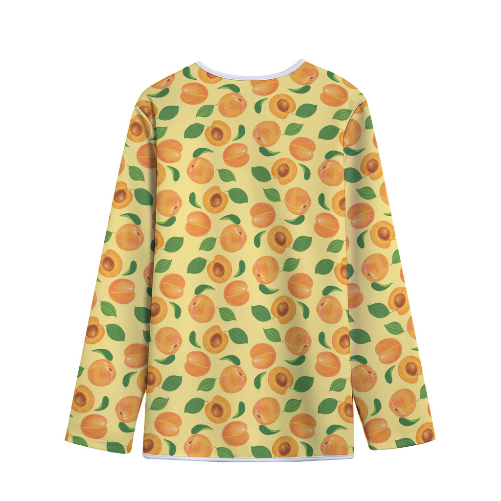 Ripe Apricot Fruit Pattern Print Long Sleeve Short Coat