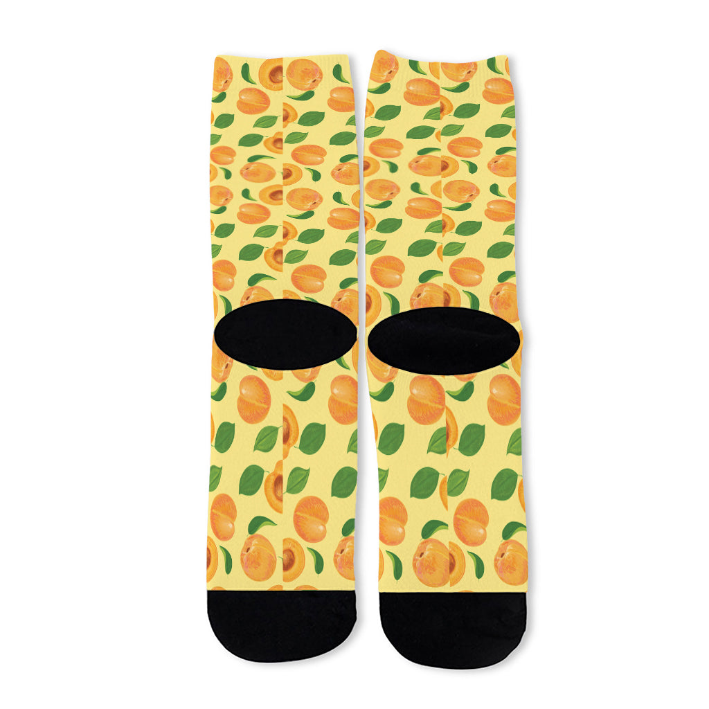 Ripe Apricot Fruit Pattern Print Long Socks