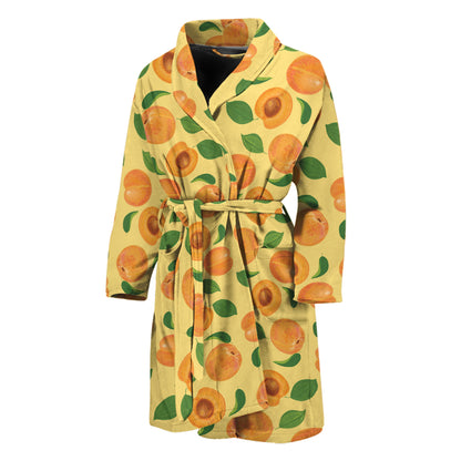 Ripe Apricot Fruit Pattern Print Men's Bathrobe