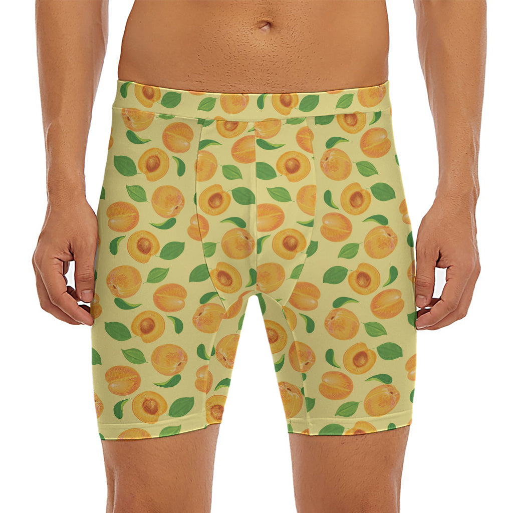 Ripe Apricot Fruit Pattern Print Men's Long Boxer Briefs