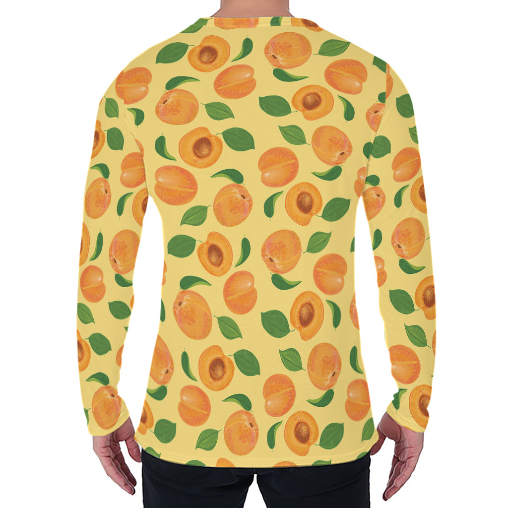 Ripe Apricot Fruit Pattern Print Men's Long Sleeve T-Shirt