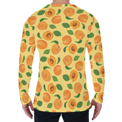 Ripe Apricot Fruit Pattern Print Men's Long Sleeve T-Shirt