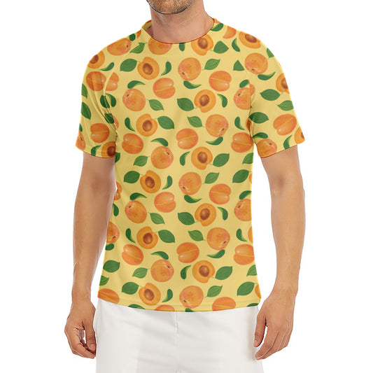 Ripe Apricot Fruit Pattern Print Men's Short Sleeve Rash Guard