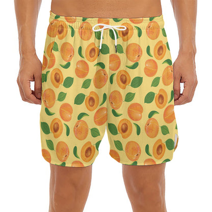 Ripe Apricot Fruit Pattern Print Men's Split Running Shorts